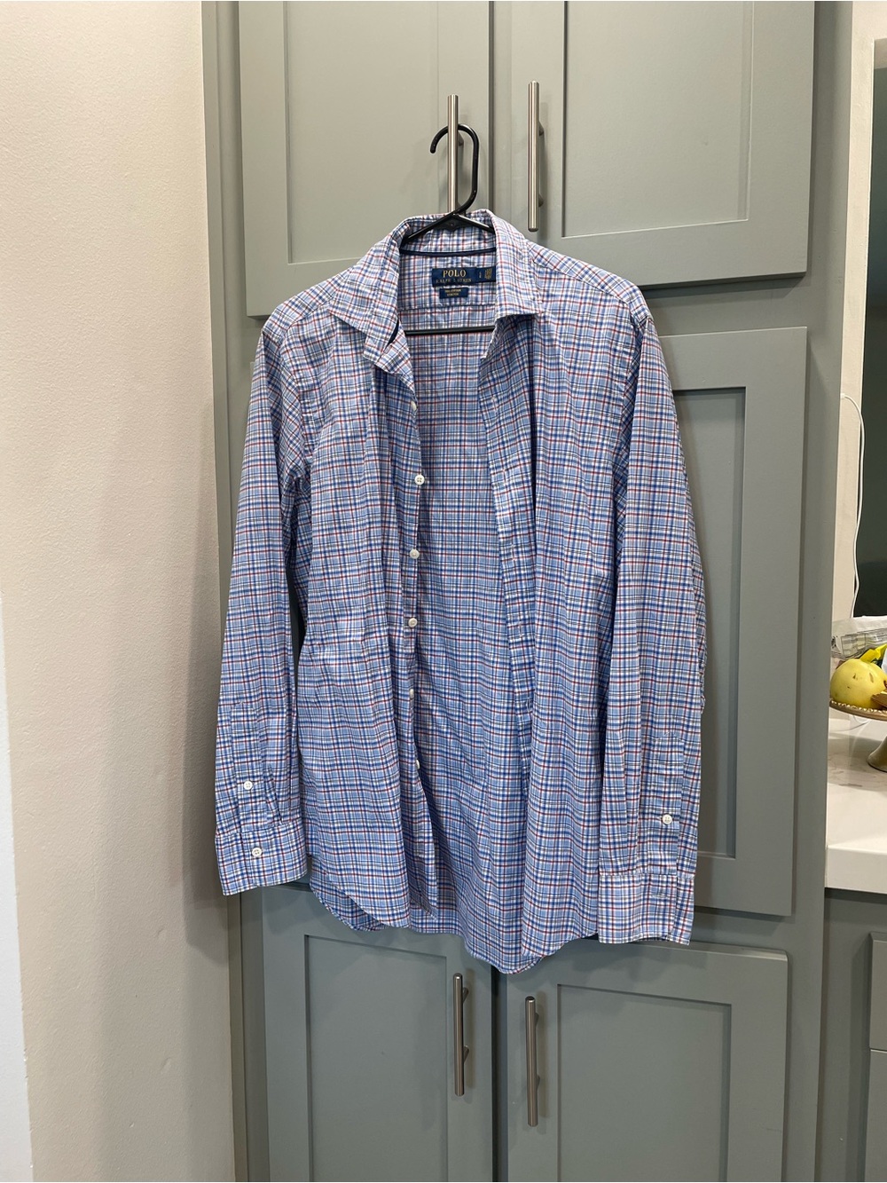 Ralph Lauren Blue and White Plaid Button-Down Shirt